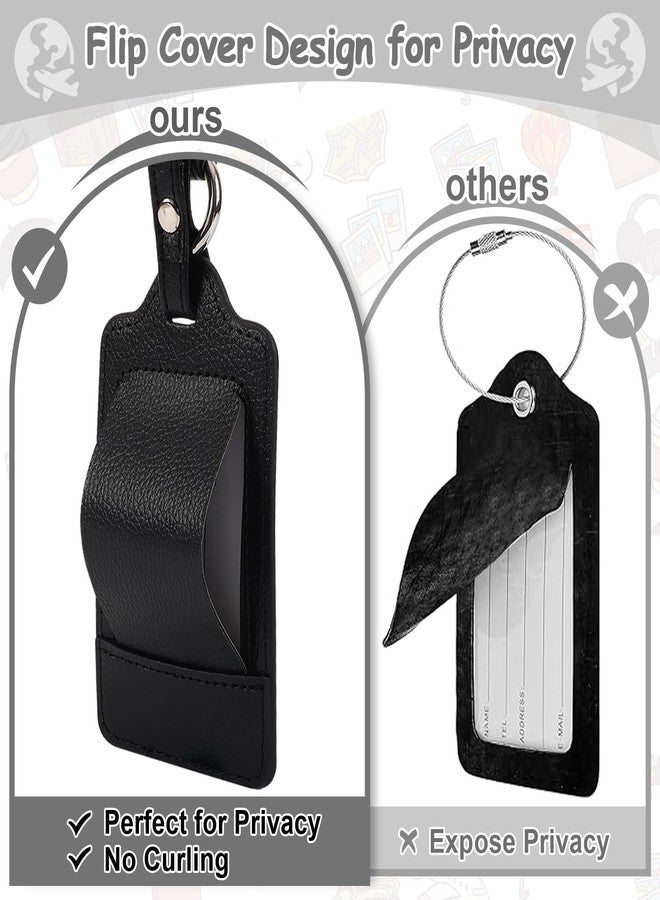 Iqimott Initial Luggage Tags for Suitcases, Cute Letter Luggage Bag Suitcase Identifier Name Baggage Tag, PU Leather Travel Luggage Tags, Bag Tags for Men Women Kids Luggage Handbags Schoolbags(Black-Black A) - Image 4